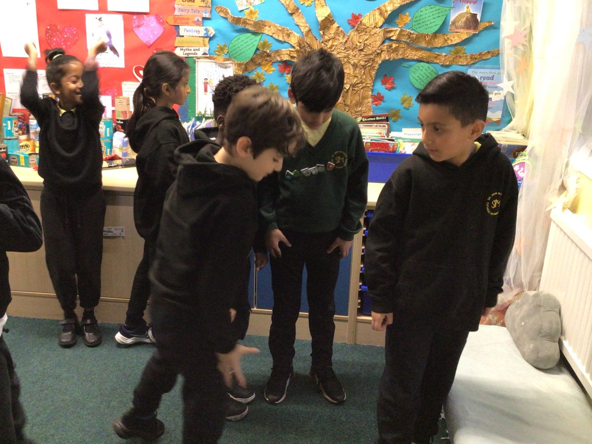 SSJohnMonicas's tweet photo. This morning in shared reading, year 3 role played a scene from our class text Cliffhanger by Jaqueline Wilson. They were able to use their teamwork and communication skills really well! #activecurriculumday #teamwork #schoolgamesvalues #Y3 https://t.co/vIBDgwxLry