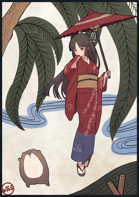 柳と飛鷹とボクカワウソ(skeb) #艦これ