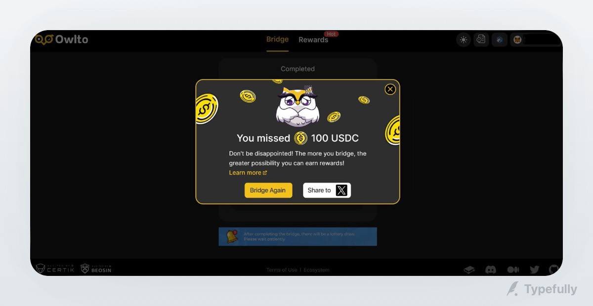 Farmercist's tweet image. I JUST MISSED AN OPPORTUNITY TO EARN FREE $100-$1000 BY BRIDGING MY OWN MONEY ON #ScrollZKP  😔📜

And this is the break down 👇

Owlto is a bridge that incentivizes you to bridge with them ( Dev’s Rich 🥹)

I made a swap of ETH from Arbitrum Network to Scroll cause it uses…