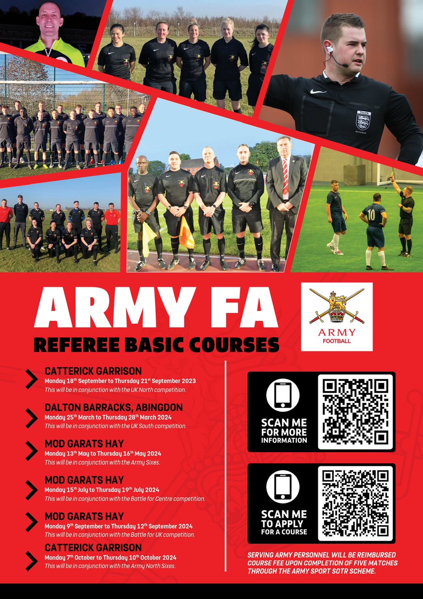 Armyfa1888's tweet photo. 12 Army Officials are out this morning officiating on the Massey League.  There’s opportunities to become a qualified referee within the Army. You will receive support from mentors, coaches and observers throughout your journey. https://t.co/IxOPRJGS2v