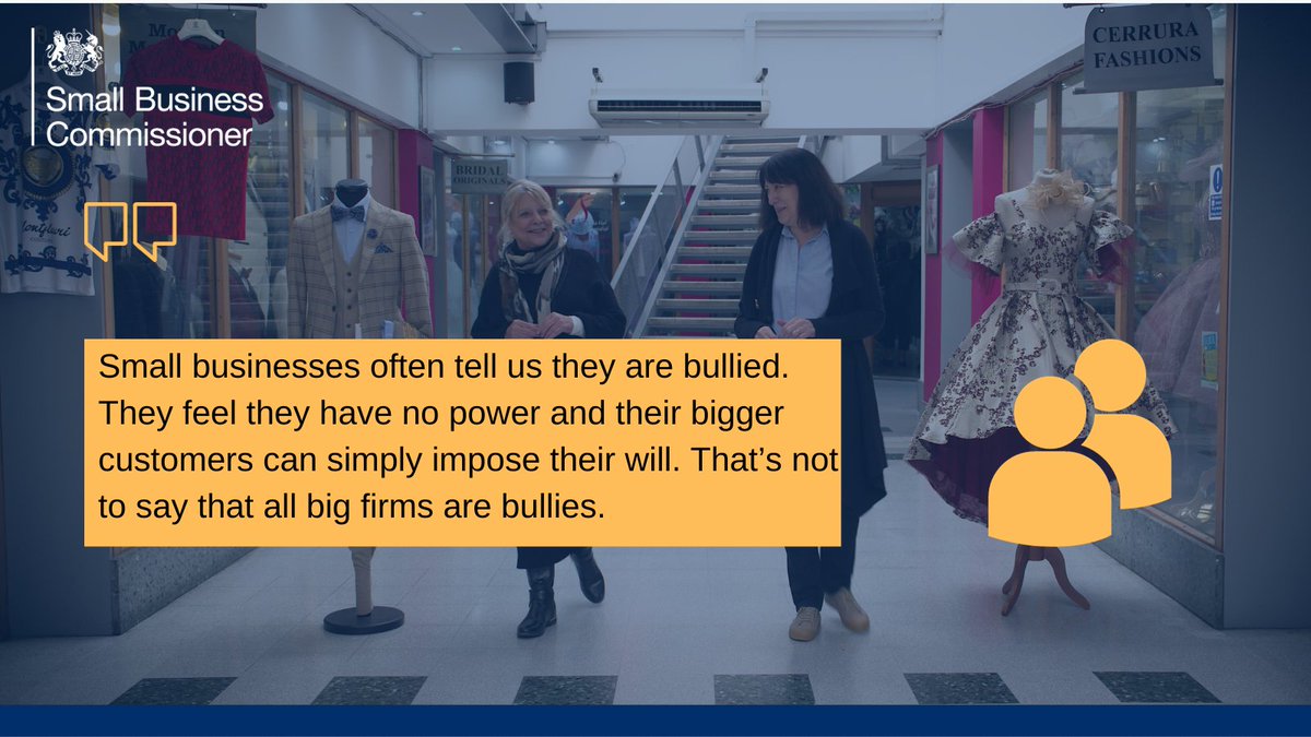 SB_Commissioner's tweet photo. The Small Business Commissioner shares her reflections⬇️

"Small businesses often tell us they are bullied. They feel they have no power and their bigger customers can simply impose their will. That’s not to say that all big firms are bullies."

https://t.co/QIOYyj2rm9 https://t.co/BcKTvc6Zz2