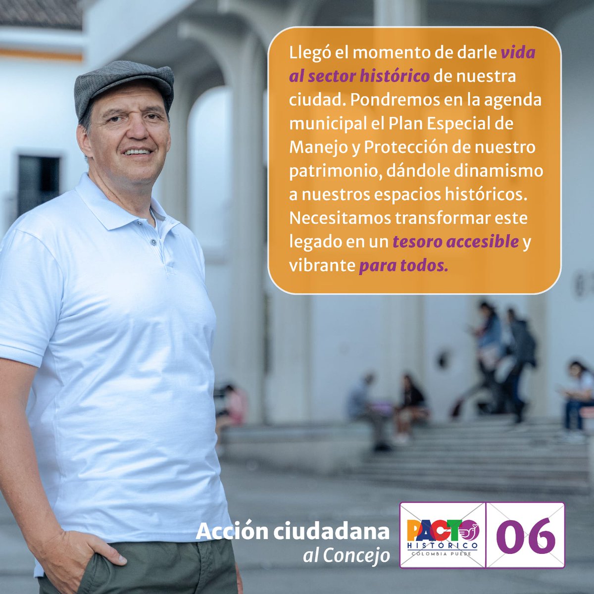 AlejandroLunaFa's tweet photo. 📣 Continuamos con la trenza de propuestas; desde nuestra campaña buscamos fortalecer la comunidad a través de la #cultura y mejorar el entorno urbano.

🗳 Este 29 OCTUBRE al Concejo de #Popayán marca #6 #PactoHistórico. ¡Vamos! ✊🏾

#AlejoAlConcejo #concejo6 #culturaenacción https://t.co/yYRYPt0FJn
