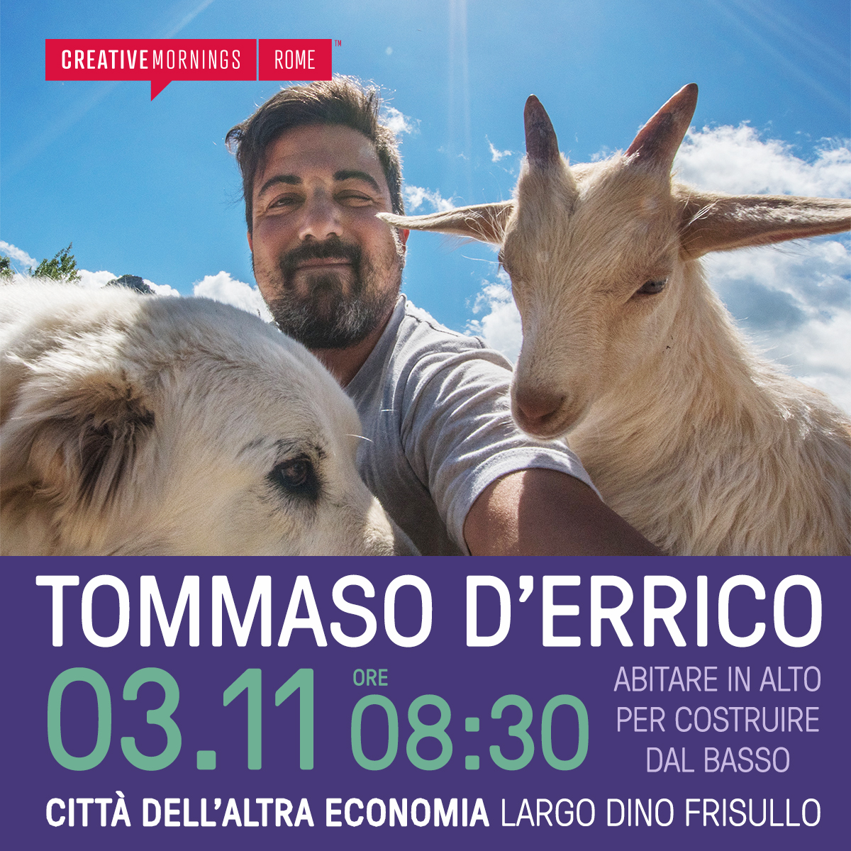 Voglia di mollare il caos cittadino e ripartire altrove?
Lo speaker del nostro talk+colazione lo ha fatto, ricostruendosi sui monti e riconoscendosi in nuove comunità dove (r)esistere insieme. 
Ascolta la sua storia, prenota il tuo post+colazione gratis su creativemornings.com/talks/tommaso-…