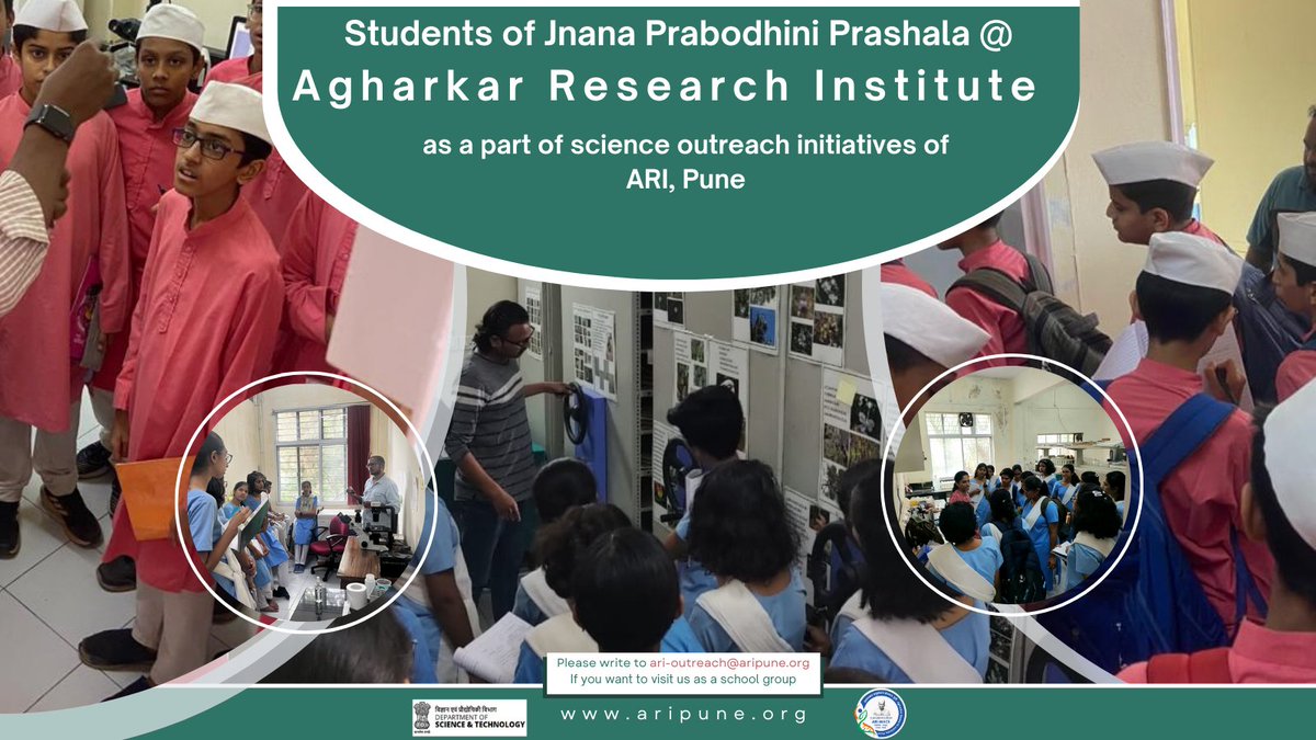 Enthusiastic and inquisitive students from Jnana Prabodhini Prashala, Pune, visited <a href="/ari_pune/">Agharkar Research Institute</a> to learn more about nanotechnology and botanical techniques. This is part of ARI's science outreach activities. Please write to ari-outreach@aripune.org if your school is interested.