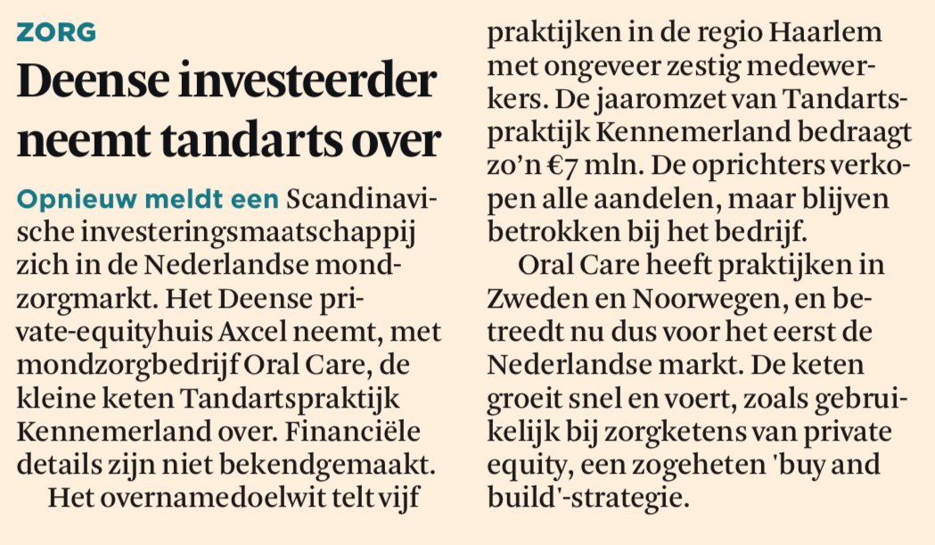 jimmydijk's tweet image. Stop de private equity sprinkhanen.

Nu ook in de tandartszorg. Ze hebben een ‘buy and build’-strategie. Snel omzet en winstgevendheid verhogen.

De SP heeft private equity overnames in de kinderopvang en huisartsenzorg gestopt.

Laten we dit ook doen met tandzorg, fysio en GGZ.