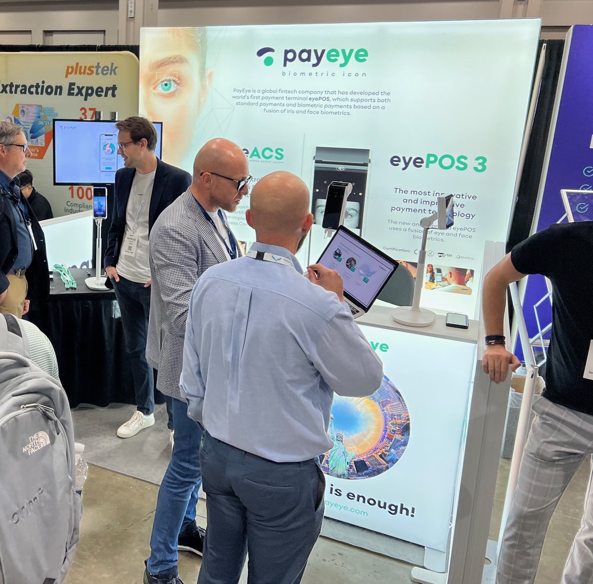 PayEyeGlobal's tweet photo. Identity Week 2023!🚀
#IDENTITYWEEK is an event that brings together the brightest minds in the identity sector to promote innovation and new thinking.
#PayEye was also part of this event - we showcased our innovative solutions using a combination of iris and facial biometrics. https://t.co/s70cTXzVHm