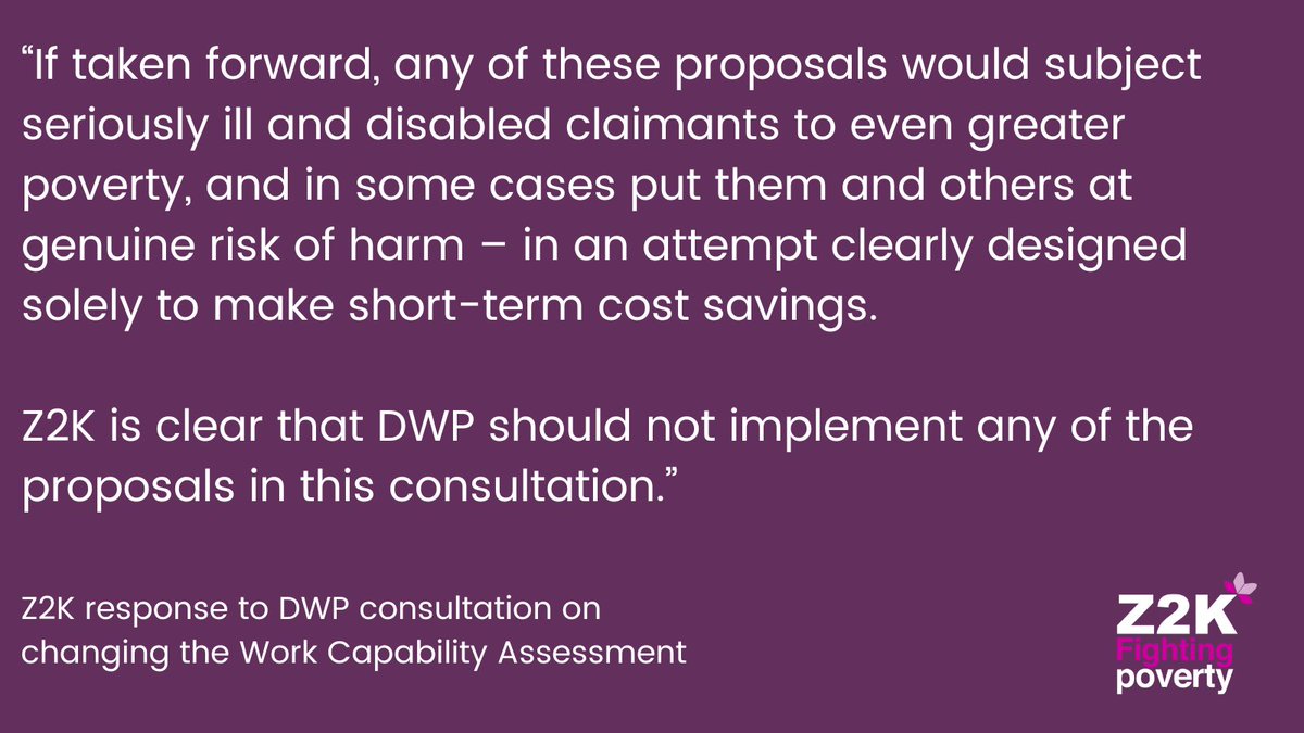 We've submitted our response to DWP's consultation on the Work Capability Assessment.

Read it here 👉 z2k.org/wp-content/upl…

And take action here 👉 z2k.eaction.org.uk/WCAproposals