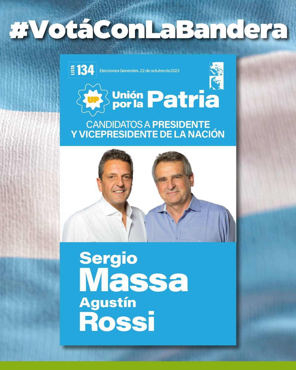 Este domingo 22 de Octubre. Votá por Más Trabajo, Salud, Educación, Desarrollo y Producción.
#PrimeroLaPatria  #VotaConLaBandera 🇦🇷
#MassaPresidente