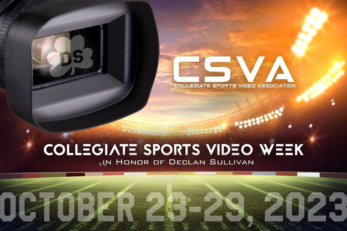 This year's Collegiate Sports Video Week is next week (Oct. 23-29, 2023). The annual week of recognition will celebrate collegiate sports video departments during the week of Oct. 27 each year to coincide with the celebration of life for Notre Dame Video Student Declan Sullivan.