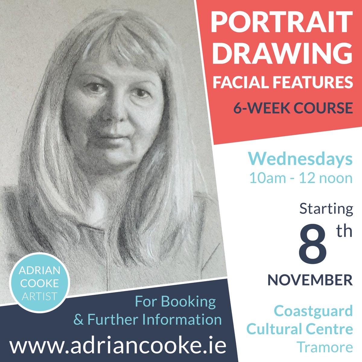 Art classes starting in November! Contact Adrian at adriancooke.ie for more information.