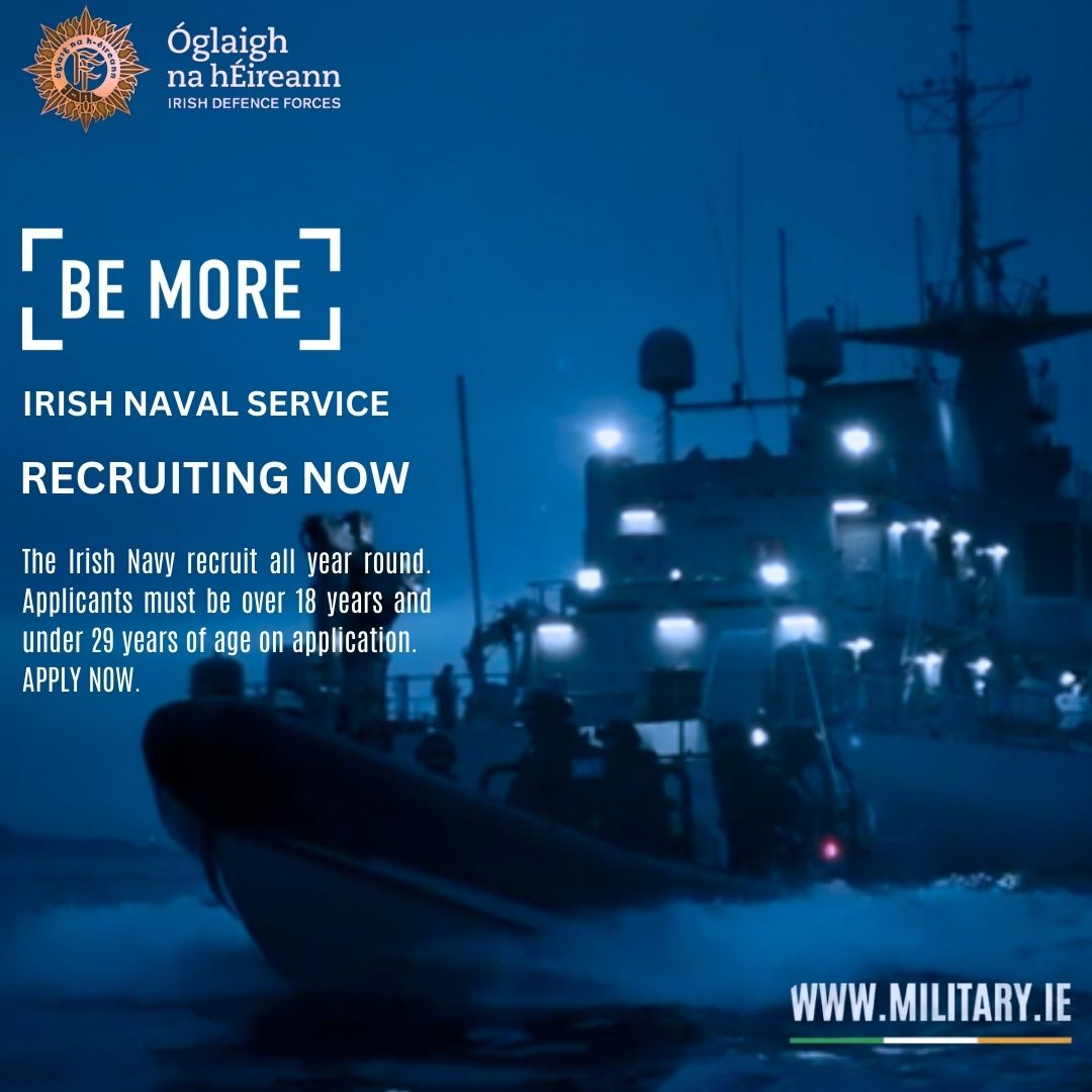 df_recruitment's tweet image. BE MORE
The Irish Defence Forces recruit Naval Service, Army, and Air Corps, recruits all year round. Visit military.ie for more information and to make your online application now. #bemore #military #challengeyourself #careers #recruiting #jobs