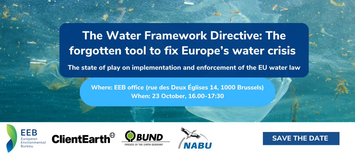 Green_Europe's tweet image. 🗓️EVENT - SIGN UP🗓️

Less than 50% of 🇪🇺 waters are in a good state 🚨

Join us on Monday 23/10 where we and a range of experts discuss the EU&apos;s #WaterCrisis, and how we can leverage existing tools to fix it 💪 

#WaterFrameworkDirective

Register 👉🖊️
eeb.org/the-water-fram…