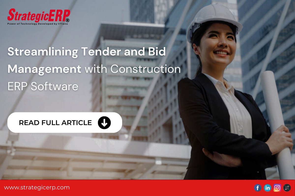 Streamline Tender and Bid management with #ConstructionERPSoftware which will centralize data, manage documents on cloud, ensure efficient communication, automation, and enhanced security.

Read More: bit.ly/48TiFoO

#ConstructionERP #BidManagement