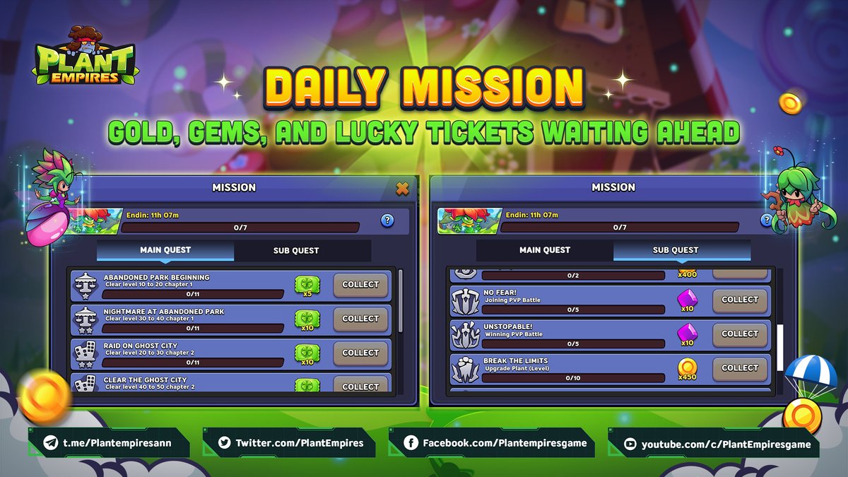 🔥 DAILY MISSIONS - GRAB YOUR DAILY REWARDS!

❓ Hey heroes, weekend plans?

🚀 Listen up! Conquer daily missions in Plant Empires for Gold, Gems, Lucky Tickets.

😉 Act now, claim your riches!

#PlantEmpires #Play2Earn #Rewards