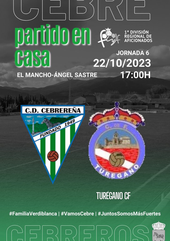 👋 Hola, <a href="/Tureganocf/">TuréganoCF</a> , antes de recibir al <a href="/RCCelta/">Celta</a> os invitamos a un partidito en Cebreros. 😊

🗓️ Domingo 22
⏰ 17h
🏠 El Mancho-Ángel Sastre 

#VamosCebre
