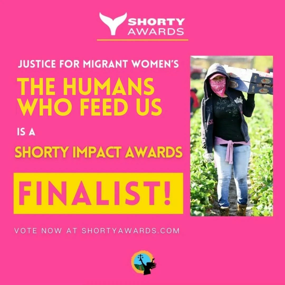 MonicaRamirezOH's tweet photo. #TheHumansWhoFeedUs is a finalist in the @ShortyAwards for Impact in the Human Rights category. 🏆

Visit https://t.co/dKzeZOA412 to vote by October 26th and learn more about our work.
#shortyimpact #impactawardsfinalist #positiveimpact 
@mujerxsrising https://t.co/H0XZSqVmnC