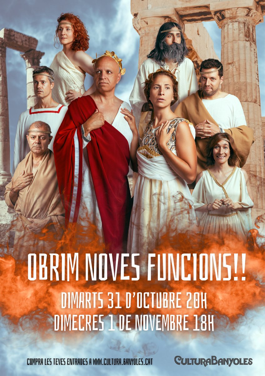 👇 Obrim noves funcions per l'obra 👇

🎭 Maleïts per l'eternitat

1⃣ Dimarts 31 d'octubre - 20 h
2⃣ Dimecres 1 de novembre - 18 h

🔗 Compra les teves entrades a: cultura.banyoles.cat