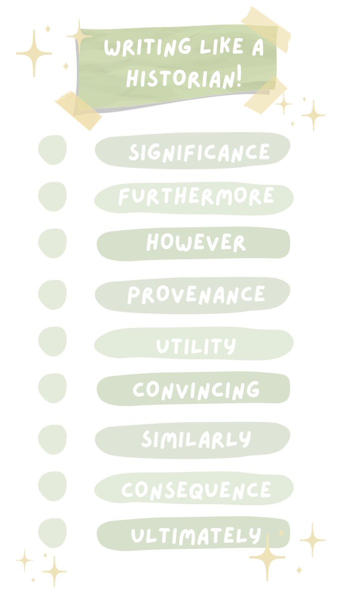 Make sure you are using the key words when writing like a historian!