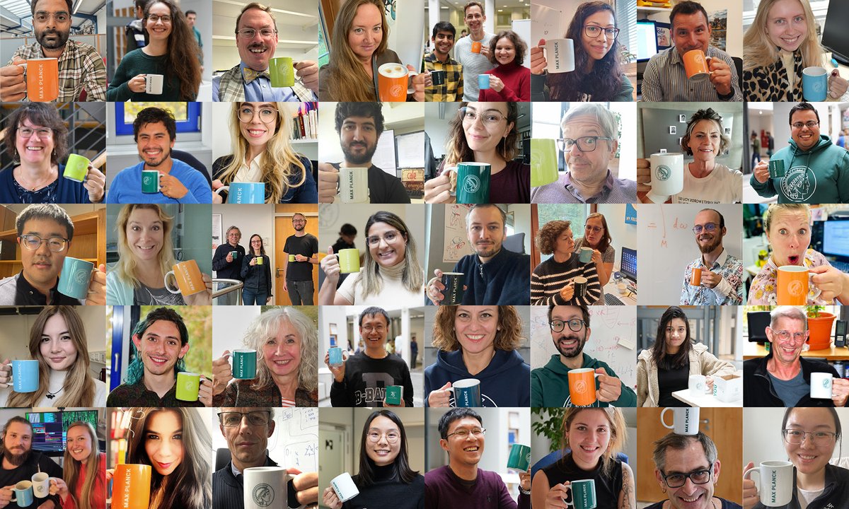 maxplanckpress's tweet photo. "We were chuffed to bits!" 🤗: our special anniversary mugs were really meant for everyone of you - over 24,000 employees across 30+ locations. Thank you for sharing your many cheery &amp; colourful 'mug shots'! 😉 ☕Cheers to you all!☺️🎉#WeAreMaxPlanck #MaxPlanck75 https://t.co/m8eLg4MU3Q