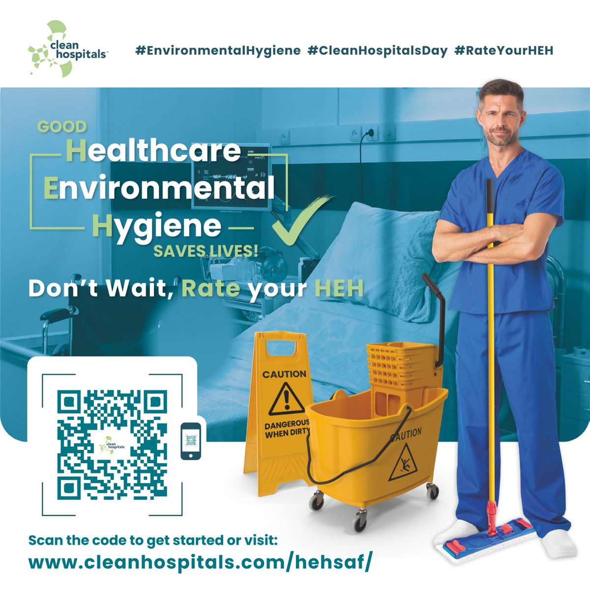 HIS support @WHO global launch of the Healthcare Environmental Hygiene Self-Assessment Framework to mark #CleanHospitalsDay. This tool helps identify areas that require #EnvironmentalHygiene improvement & tracks them over time. HEHSAF Toolkit 👉 CleanHospitals.com