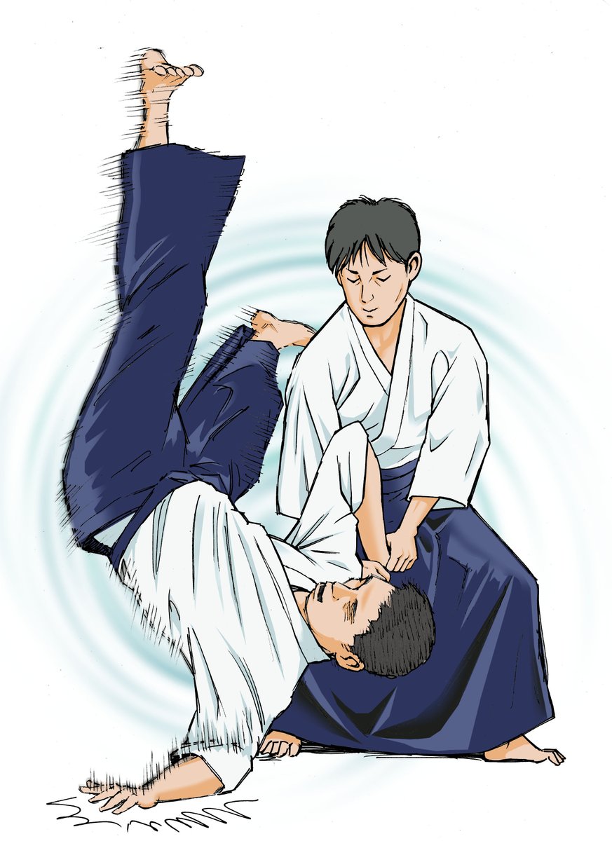 「合気道家の白川先生描いてみた。投げられてるのは阿部さん。#白川竜次 」|たなかじゅん・漫画家【公式】のイラスト