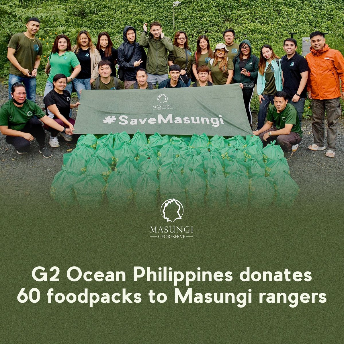 #MasungiUpdate: “Recent trail visitors from G2 Ocean Philippines generously gave out 60 food packs for Masungi’s hardworking park and forest rangers on October 14, 2023...' Read more: masungigeoreserve.com/news/view/89