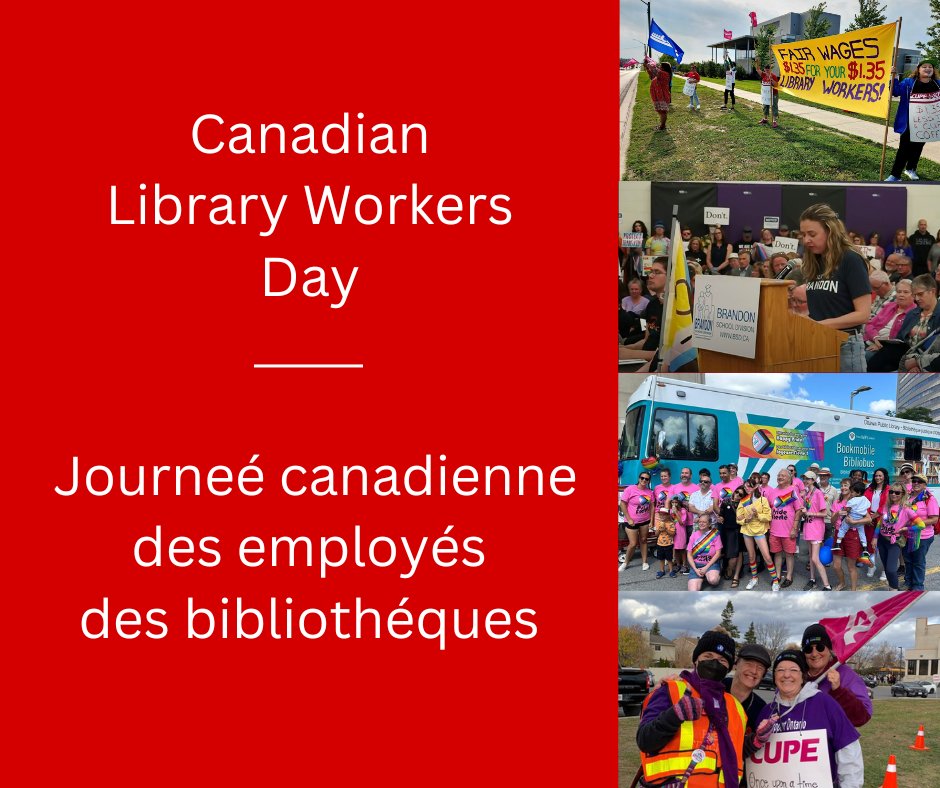 CdnLibTech's tweet photo. Happy Canadian Library Workers Day!

Thank you to all library and information workers across the country for providing Canadians with quality library and information services and helping to build stronger communities and a better Canada!

#CLM23 #CanadianLibraryMonth https://t.co/Kd5hMIAIrz