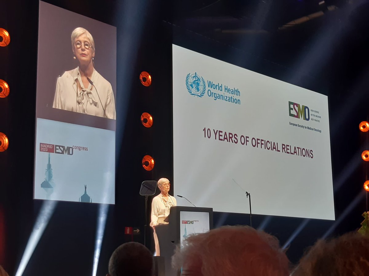 A huge honour to address #ESMO2023  celebrating 10 years of official relations and productive collaboration for patients, partners and governments improving prevention and management of #cancer <a href="/Andrescerva19/">Andrés Cervantes</a> <a href="/DrTedros/">Tedros Adhanom Ghebreyesus</a> <a href="/docfromtheblock/">Slim Slama</a>