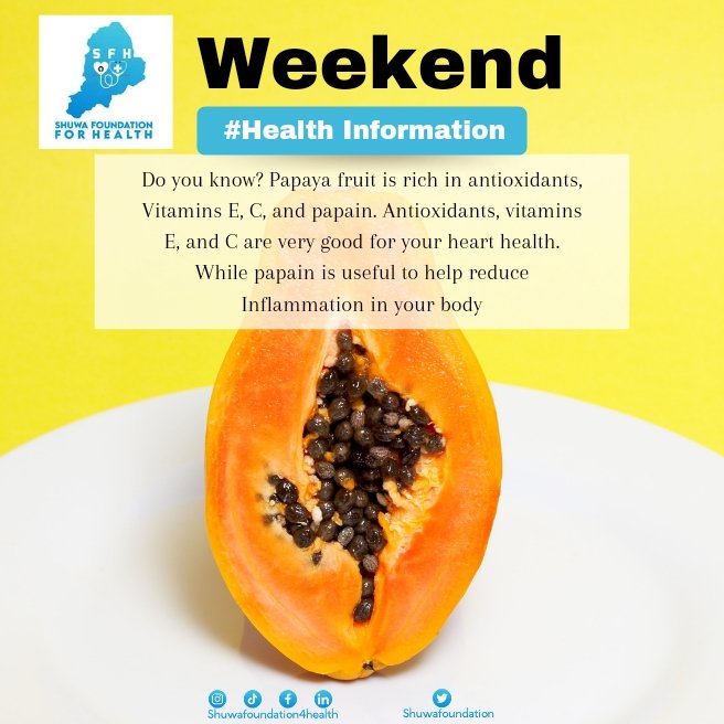 Looking for a delicious and nutritious way to make your weekend amazing? 
Papaya is not just a sweet treat; it's a super fruit packed with health benefits. 

#healthychoices #healthyhabits #weekend #YourHealthFirst