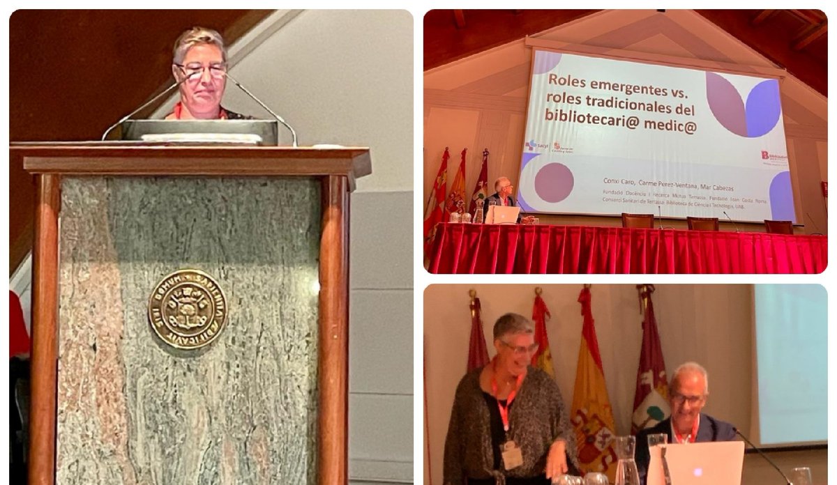 grupgics's tweet photo. La nostra companya @conxicaro avui a @Bibliosalud2023 presentant els rols emergents a la professió #Bibliosalud2023 https://t.co/sbE9CitlYa