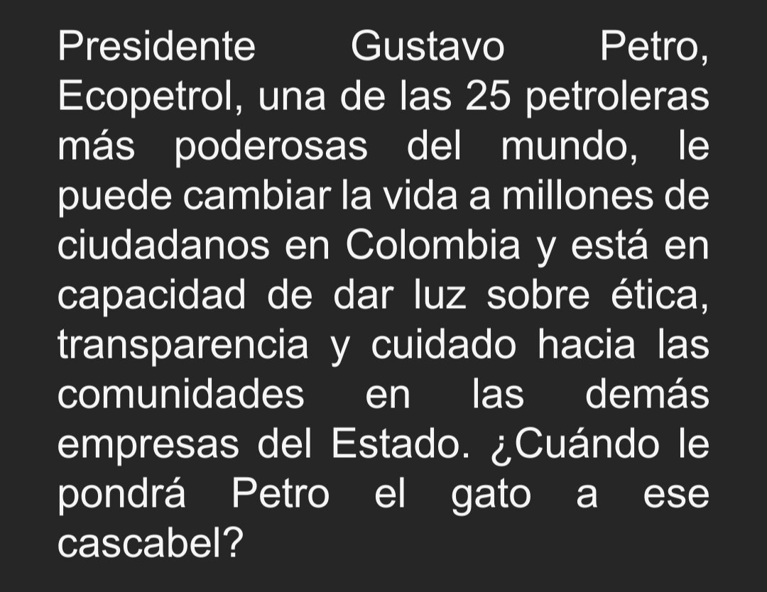 AlfredoSerranoZ's tweet photo. ¿Qué pensará @petrogustavo de lo que está pasando en @ECOPETROL_SA ? https://t.co/tDwXh0VIgo