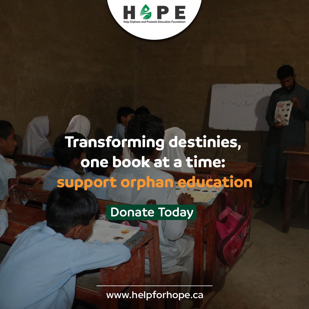 HOPE_Fdn's tweet photo. Transforming Destinies, One Book at a Time: Support Orphan Education 📚🌟

Through the pages of knowledge, we have the power to rewrite the stories of orphaned children.
Donate today:
https://t.co/t3i27WicrP

#hopefoundation #SupportOrphans #EducationForOrphans #EmpowerOrphans https://t.co/dxIyNOTbGe