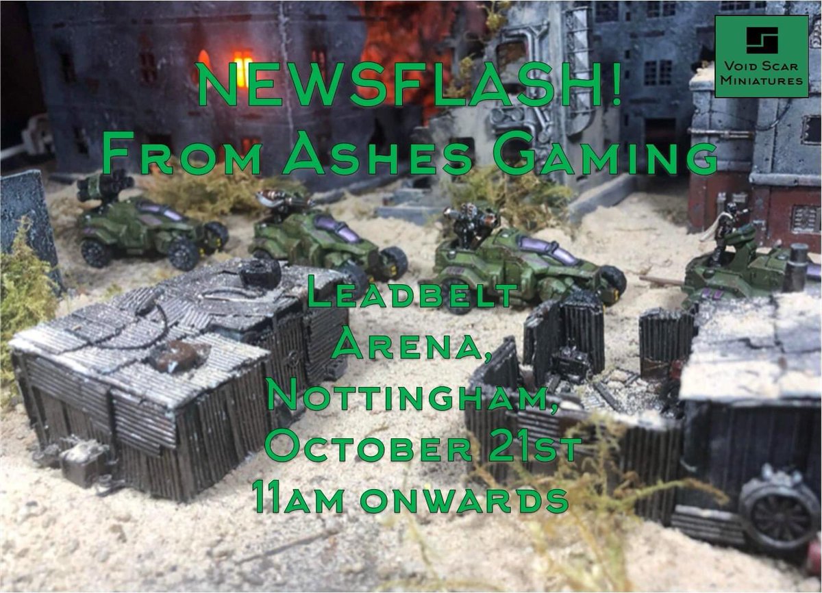 Don't forget folks about the From Ashes Gaming Day tomorrow at the fantastic LeadBelt Games Arena! I'll be there from 11am onwards for some fun and games.

See you there!

On a separate note, the website has seen some stock items replenished.

Void Scar Barn