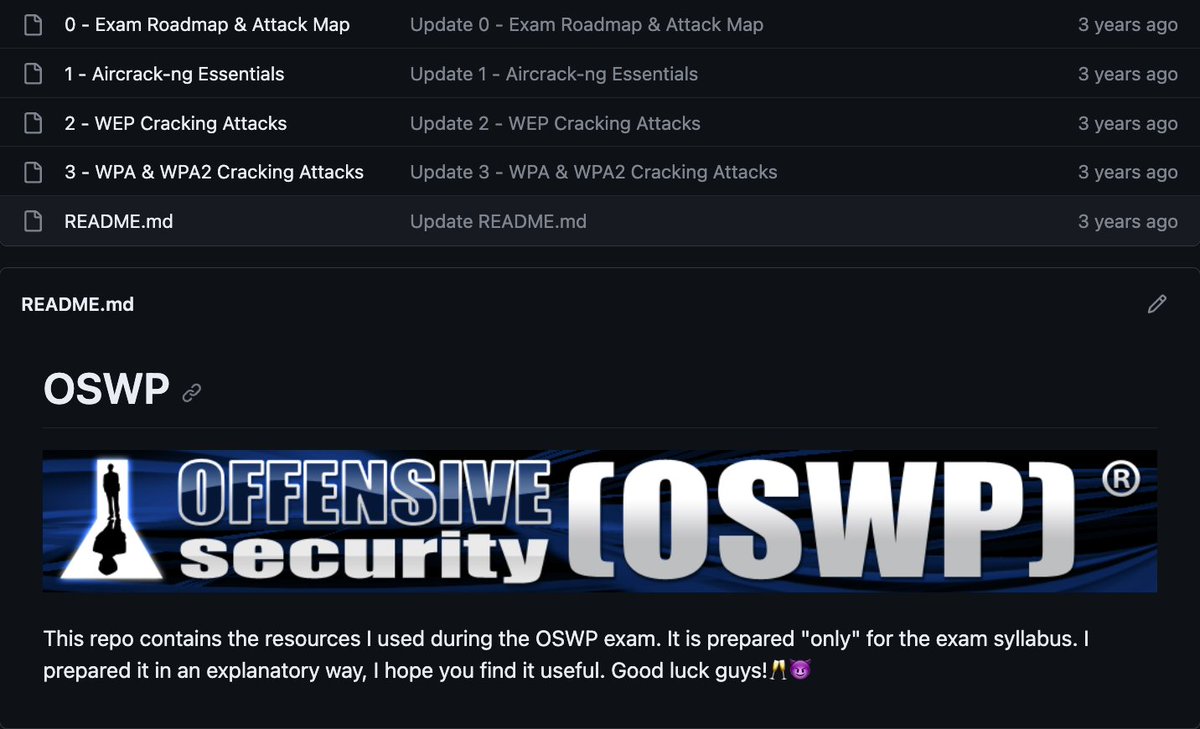 brcyrr's tweet image. If you are preparing or want to prepare for OSWP certification, I have a great sample cheat sheet suggestion❗️☺️ Moreover, this is a repo I prepared.😈 You should definitely review.🤞🏻🌸

Credit &amp;amp; Repo: github.com/brcyrr/OSWP 

#cybersecurity #offensivesecurity #oswp
