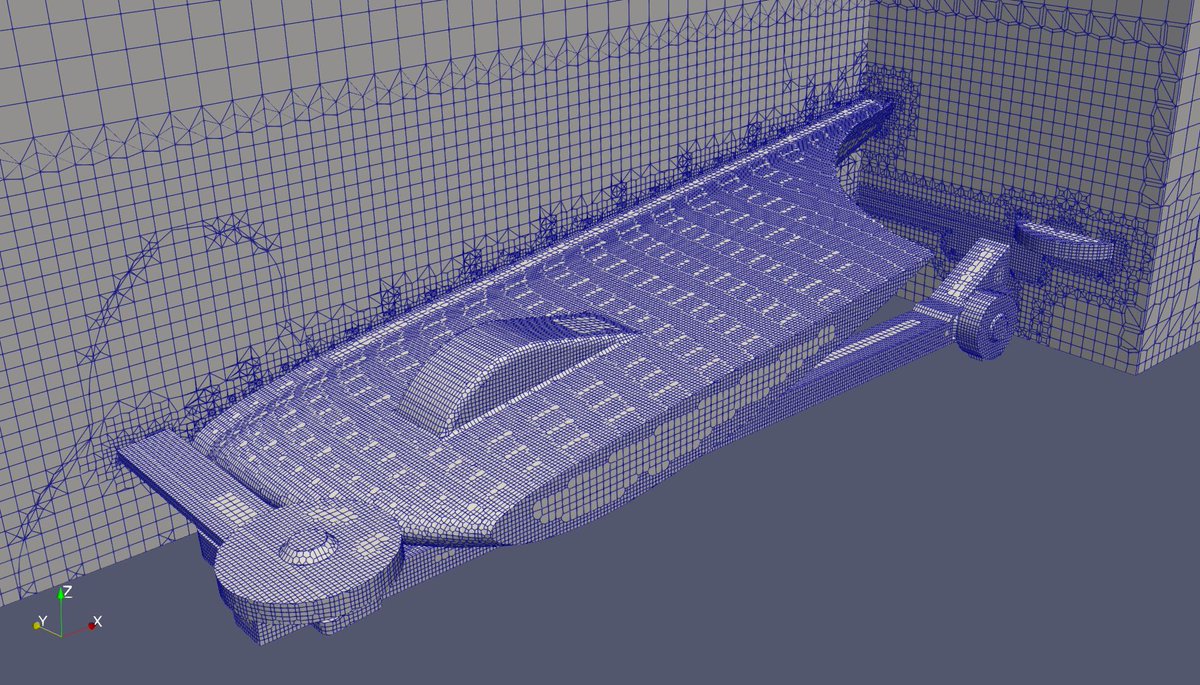 raahgiken13's tweet photo. 一枚目が #XSim で設定したメッシュ(再掲)
二枚目は #SimWorks でやってきたいい感じのメッシュ
本体側面みればわかるけど SimWorksは「エッジだけ細かいメッシュ指定」がうまくいっている
なぜかこれが XSimではうまくいかない
勉強して自分で設定追加しろってことだねうん
うぅ・・ https://t.co/xgHThh8GJs