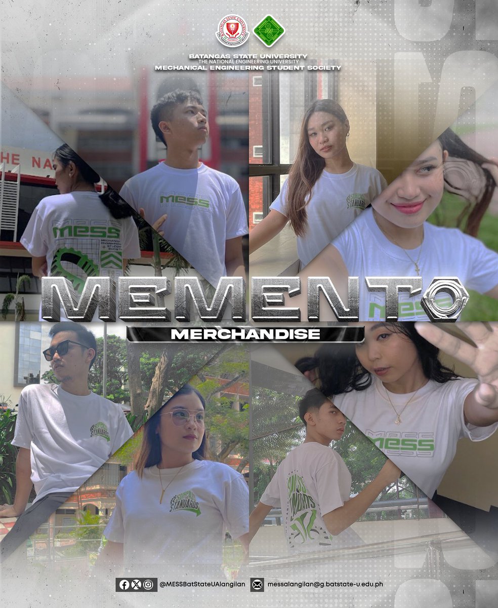 batstateu_mess's tweet photo. 𝙂𝙚𝙩 𝙧𝙚𝙖𝙙𝙮 𝙩𝙤 𝙬𝙚𝙖𝙧 𝙮𝙤𝙪𝙧 𝙢𝙚𝙘𝙝𝙖𝙣𝙞𝙘𝙖𝙡 𝙥𝙧𝙞𝙙𝙚 𝙬𝙞𝙩𝙝 𝙨𝙩𝙮𝙡𝙚!
𝗠𝗘𝗠𝗘𝗡𝗧𝗢 𝗣𝗿𝗲-𝗢𝗿𝗱𝗲𝗿 𝗹𝗶𝗻𝗸:
https://t.co/EX6SUJZ6ax
𝗙𝗼𝗿 𝗺𝗼𝗿𝗲 𝗶𝗻𝗳𝗼𝗿𝗺𝗮𝘁𝗶𝗼𝗻, 𝗰𝗵𝗲𝗰𝗸 𝘁𝗵𝗲 𝗹𝗶𝗻𝗸 𝗳𝗼𝗿 𝗙𝗔𝗤𝘀 𝗯𝗲𝗹𝗼𝘄:
https://t.co/jSodDUELVB https://t.co/zsBhC5lmnW