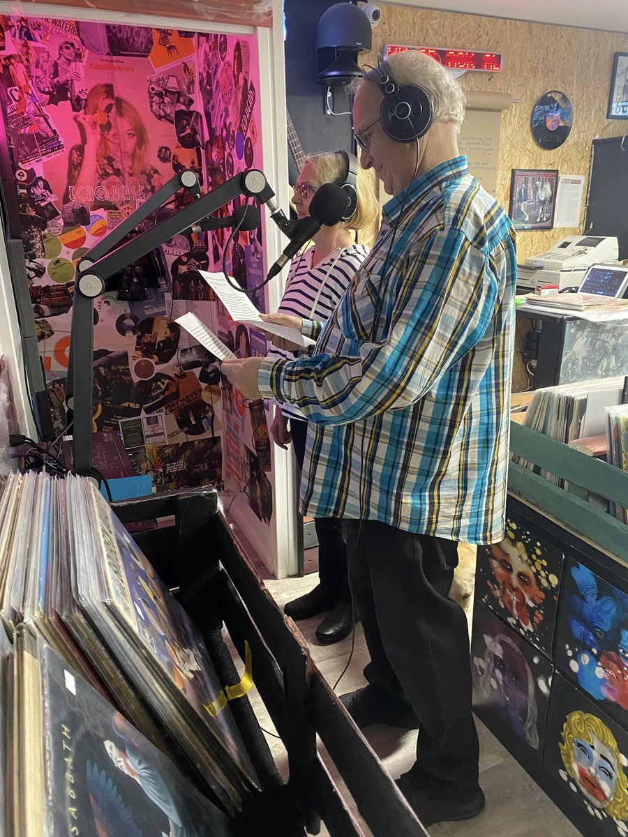 Liz Sykes being interviewed now with her beautiful guide dog in the shop. #LocalRadioDay