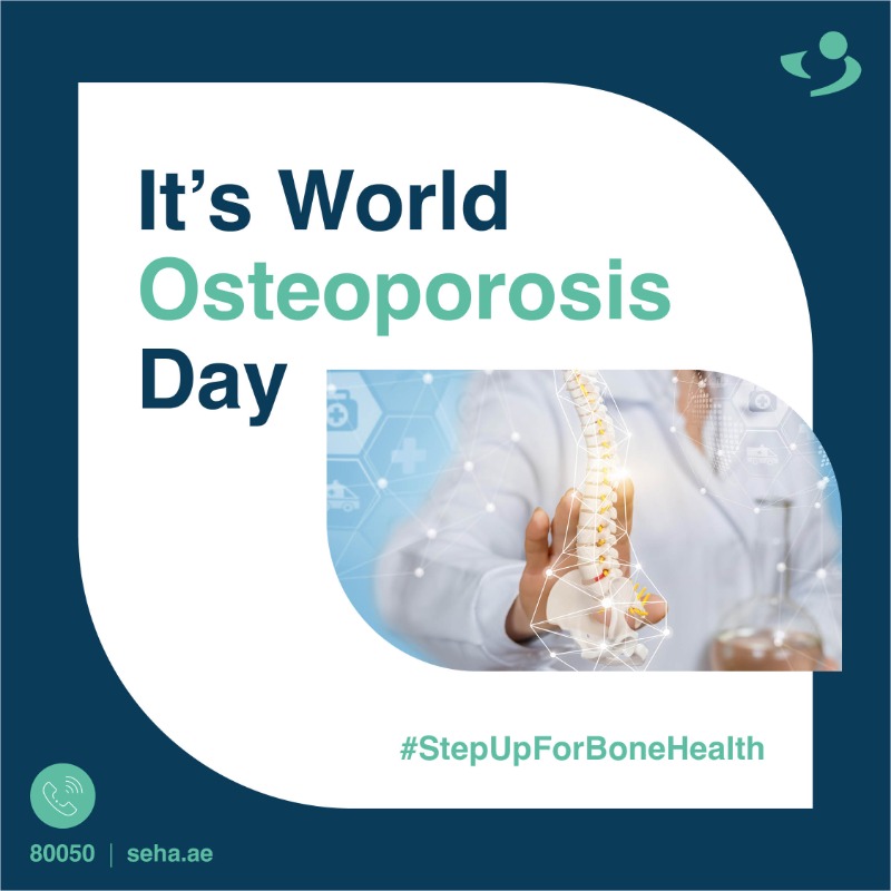 SEHAHealth's tweet photo. Today is World Osteoporosis Day.
Did you know that osteoporosis affects 1 in 3 women and 1 in 5 men 50 years of age or older?
#StepUpForBoneHealth, swipe to discover powerful ways to protect your bones. Spread the word by sharing this post, & let's #BuildBetterBones together!