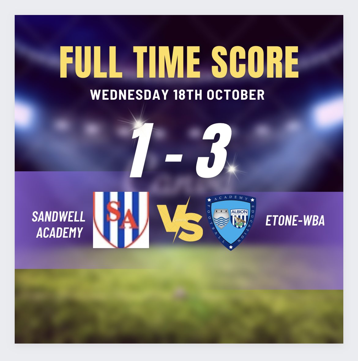 A good away win this week for our Academy team 

Still unbeaten in the league 👊🏽

Goal scorers:

Evans ⚽️⚽️
Marston ⚽️