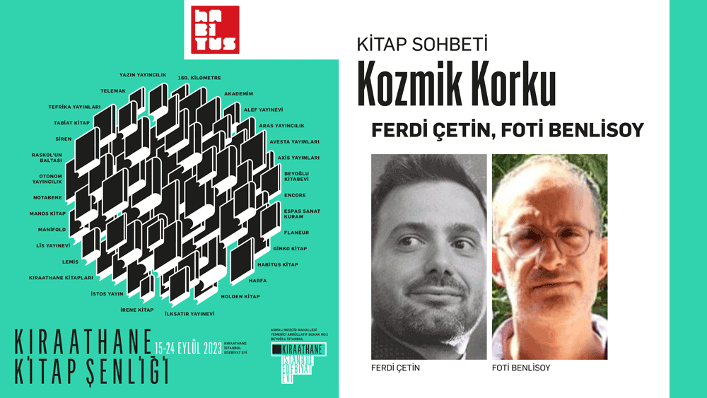 📚Foti Benlisoy ve Ferdi Çetin, 5. Kıraathane Kitap Şenliği'nde, @habituskitap'ın çıkardığı 'Kozmik Korku ya da Brad Pitt'in Paranoyaya Kapıldığı Gün' adlı oyun üzerinden, 'kıyamet'i konuşmuşlardı. Söyleşiyi kaçıranlar için linki şuraya bırakalım.👇 l24.im/mSvpt