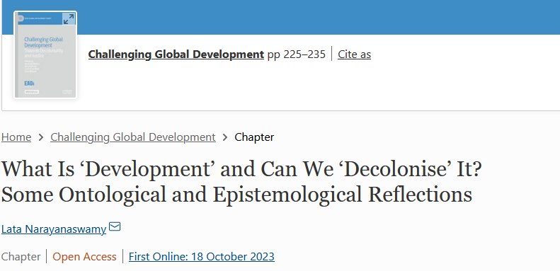 EADI's tweet photo. Do we as ‘development’ researchers need to reflect on our role in the  persistent ahistoricity, and the resultant artificial North-South  binaries, of our discipline? Are ‘development’ researchers part of the  problem?, asks @Dr_Lata_N in this chapter
https://t.co/Uals1hTkws https://t.co/YMnNL6ENnb