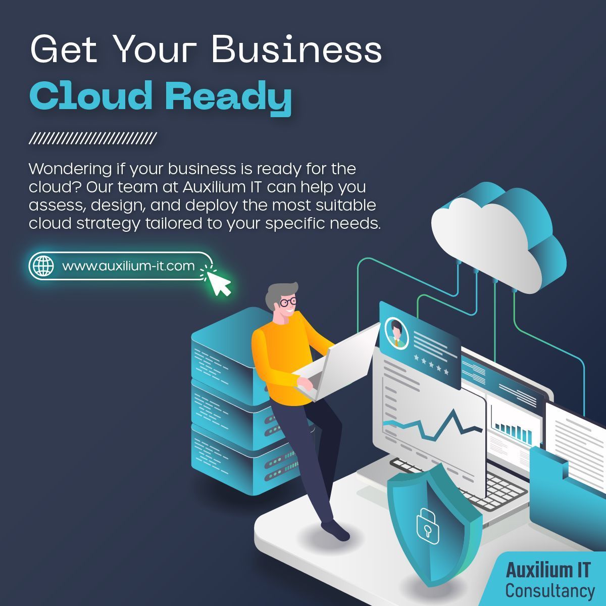 Wondering if your business is ready for the cloud? Our team at Auxilium IT can help you assess, design, and deploy the most suitable cloud strategy tailored to your specific needs. 

Reach out to us to learn more.

buff.ly/3Kc1gwW
#Cloud #ITConsultancy #AuxiliumIT