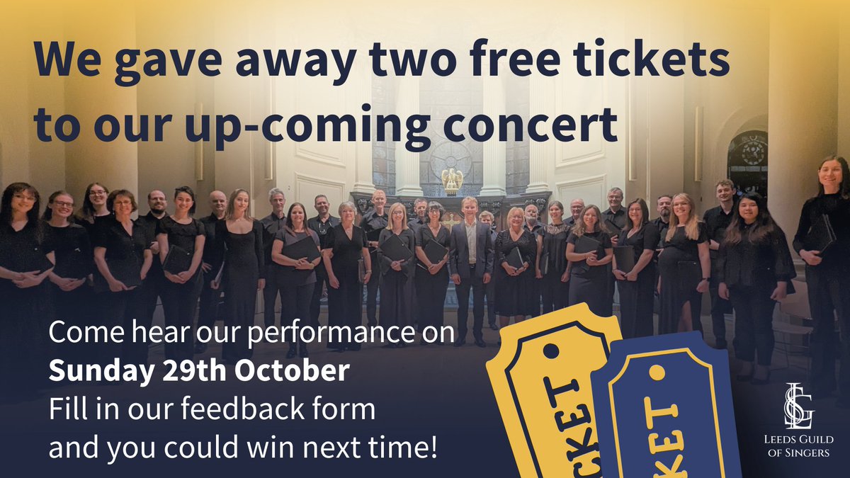 One way we show our gratitude to our concert-goers is to offer the chance of free tickets when you return our feedback form. Today's draw has been done, and the winner contacted! 29/10/2023 4pm Holy Trinity Boar Lane, Leeds.

#choralmusic #choir #yorkshiremusic #williambyrd