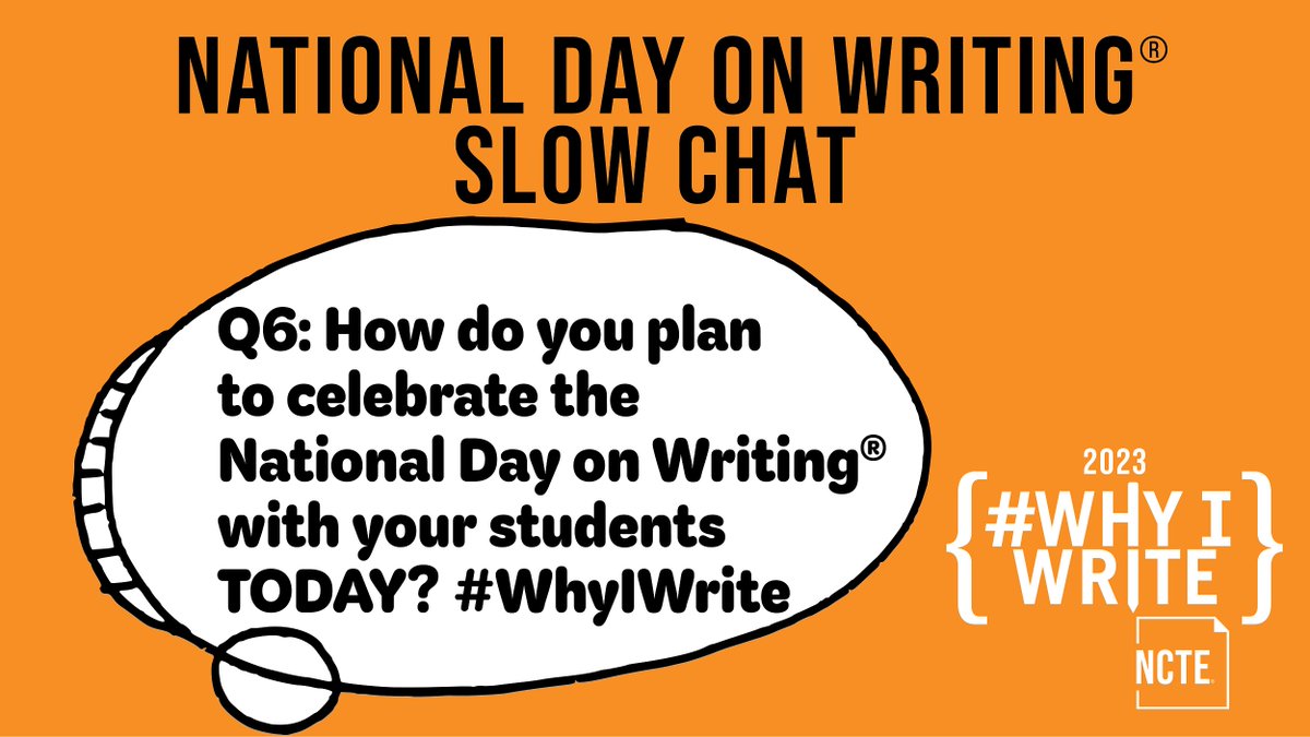 Today is the National Day on WritingⓇ! Get ready to celebrate by joining our #SlowChat. Share your thoughts in the comments below or by tagging <a href="/ncte/">National Council of Teachers of English (NCTE)</a> and using #WhyIWrite. Learn more about the day: ncte.org/national-day-w…