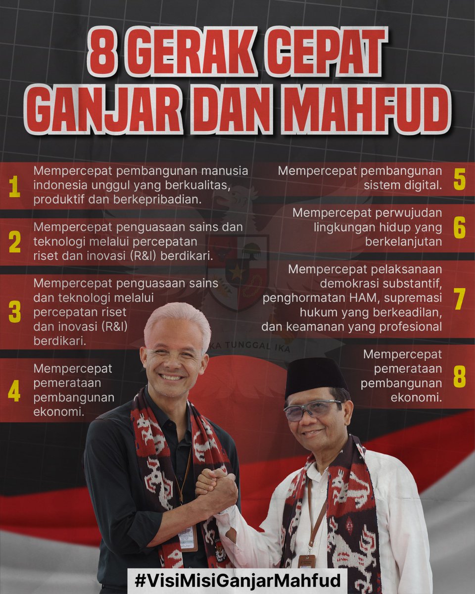 8 Gerak Cepat Ganjar Mahfud
Utk Menuju Indonesia Maju..

Meski Langit Runtuh.
Sy tetap Akan memenangkan Ganjar Mahfud💪🇲🇨
#VisiMisiGanjarMahfud