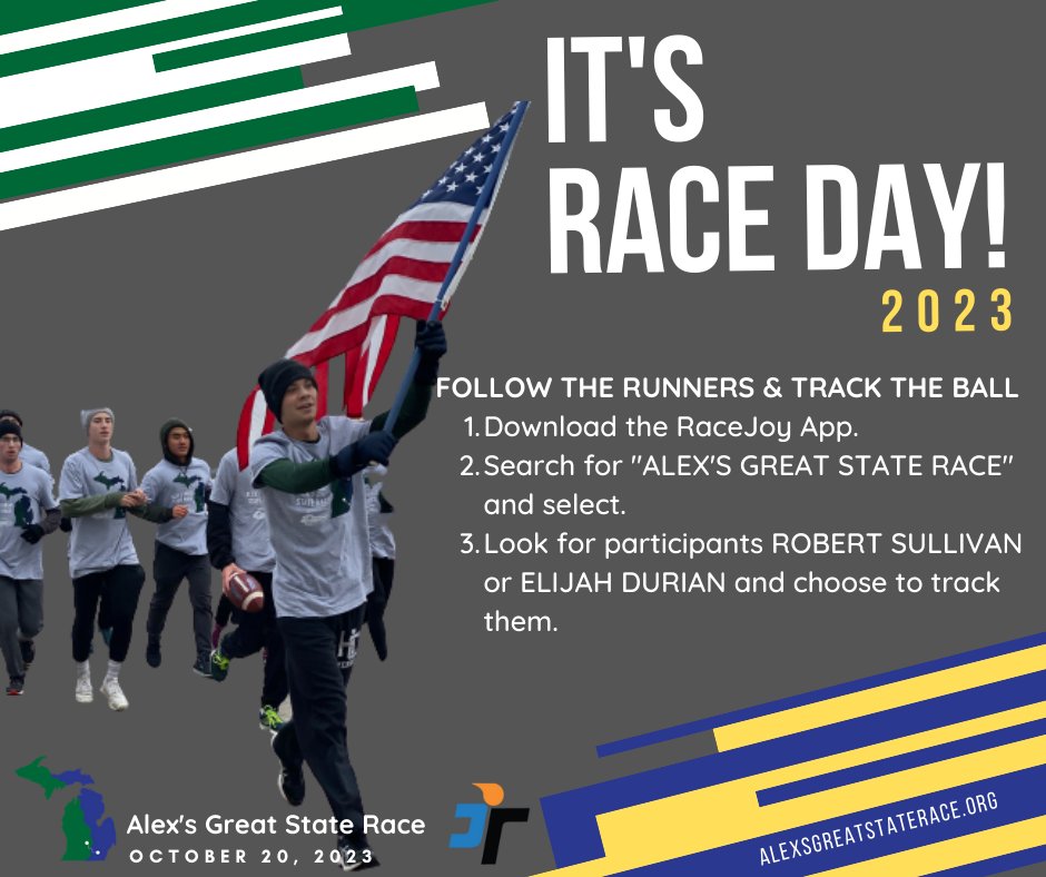 Run4Alex's tweet photo. It's Race Day! Track the ball as MSU and U-M Army ROTC Cadets continue their 64-mile run from Ann Arbor to East Lansing and don't forget to show your support! https://t.co/dd8PrUy1If https://t.co/0dwNDblr2e