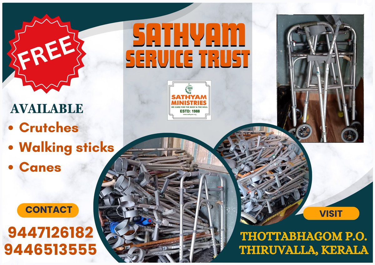 Sathyam Service Trust is proud to announce our initiative to distribute free walking aids. Contact us today for more information and help make a positive impact on those in need.
#MobilityAid #Mobility #FREE #services #compassion #helpinghands #disability #instagram #twitter