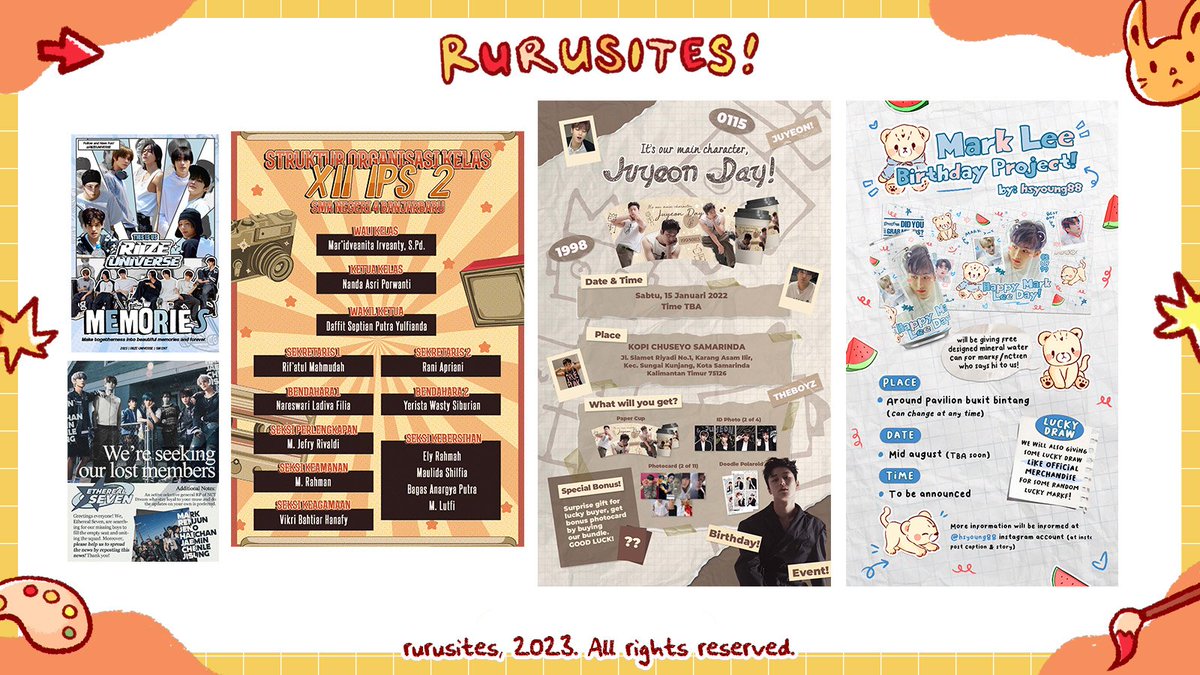 dearlyruru's tweet photo. @whifflepachinko Kesini kak! Aku bisa bantu bikinin segala macam poster untuk berbagai kebutuhan, dari formal, akademis, birthday project dan lain lain. Yuk order sekarang! Start 25k yaa. 🏃💨 https://t.co/BOjbzVgG42