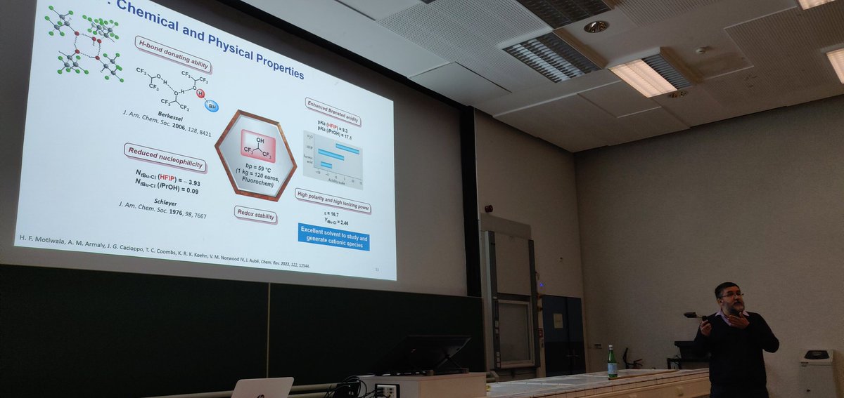 Great talk yesterday of @djpleboeuf at our OC-colloquium in Münster. Very inspiring lecture!! Thanks David for sharing with us your exciting chemistry with HFIP! 🔝 Was great to have you here!