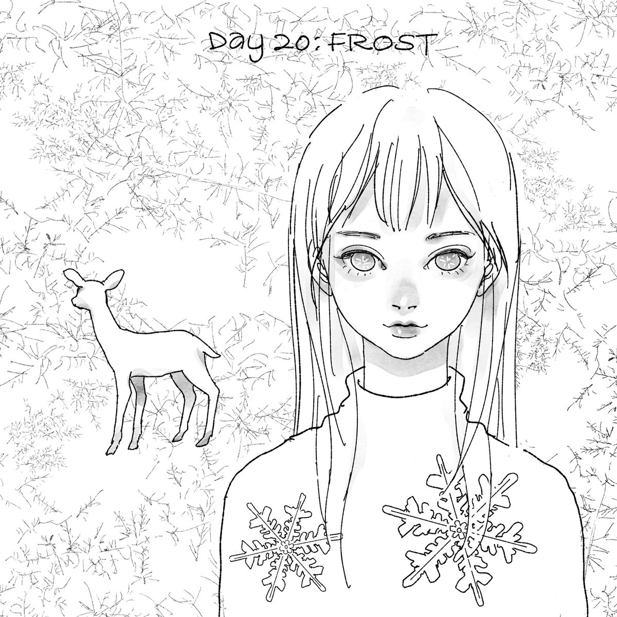 インクトーバー20日目、「霜」
#inktober2023 
#inktober2023day20 
